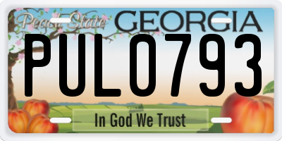 GA license plate PUL0793