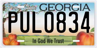 GA license plate PUL0834