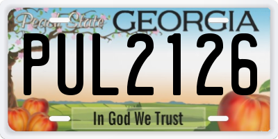 GA license plate PUL2126
