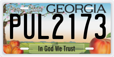 GA license plate PUL2173