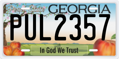 GA license plate PUL2357