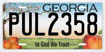 GA license plate PUL2358