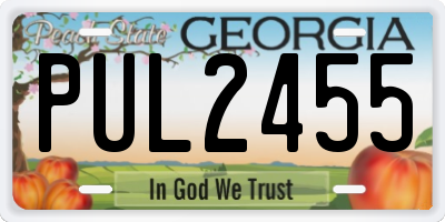 GA license plate PUL2455