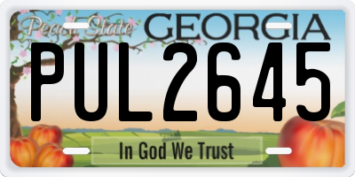 GA license plate PUL2645