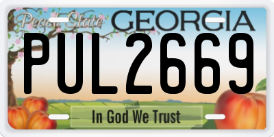 GA license plate PUL2669