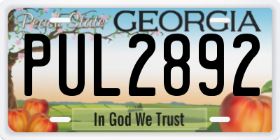 GA license plate PUL2892