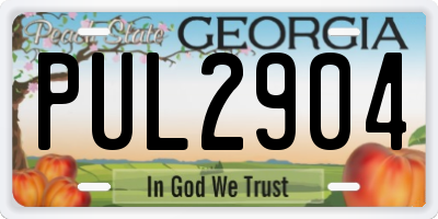 GA license plate PUL2904