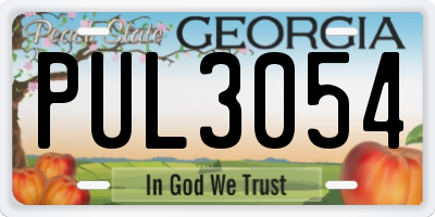 GA license plate PUL3054