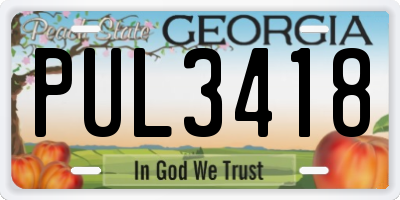 GA license plate PUL3418