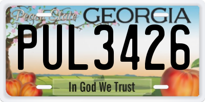 GA license plate PUL3426