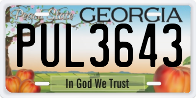 GA license plate PUL3643