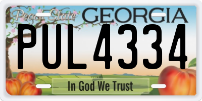 GA license plate PUL4334