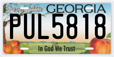 GA license plate PUL5818
