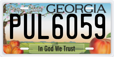 GA license plate PUL6059