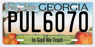 GA license plate PUL6070
