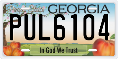 GA license plate PUL6104