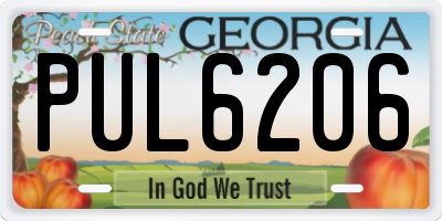 GA license plate PUL6206
