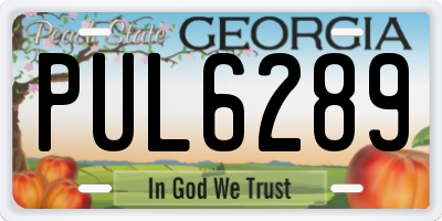 GA license plate PUL6289