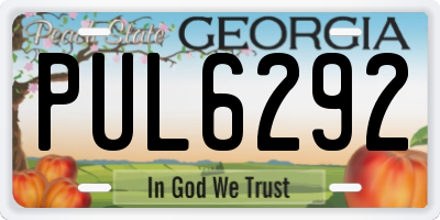 GA license plate PUL6292