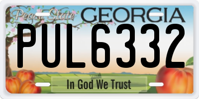 GA license plate PUL6332