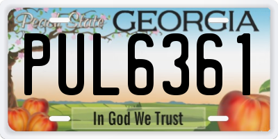 GA license plate PUL6361