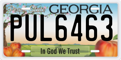 GA license plate PUL6463