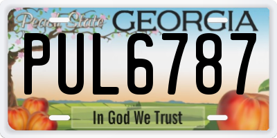 GA license plate PUL6787