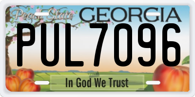GA license plate PUL7096