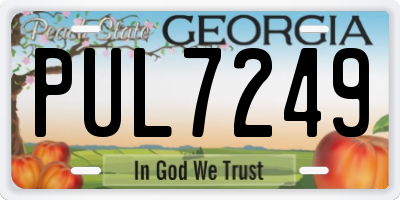 GA license plate PUL7249