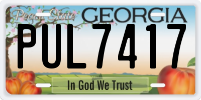 GA license plate PUL7417