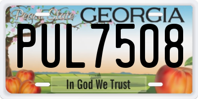 GA license plate PUL7508