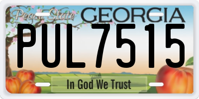 GA license plate PUL7515