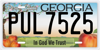 GA license plate PUL7525