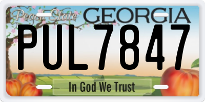 GA license plate PUL7847