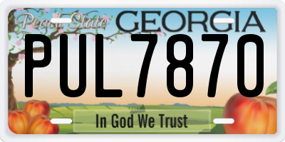 GA license plate PUL7870