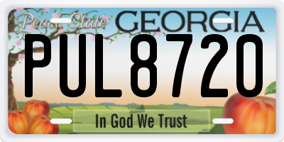 GA license plate PUL8720