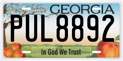 GA license plate PUL8892