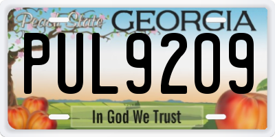 GA license plate PUL9209