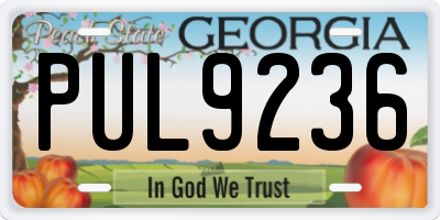 GA license plate PUL9236
