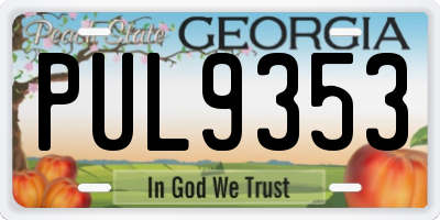 GA license plate PUL9353