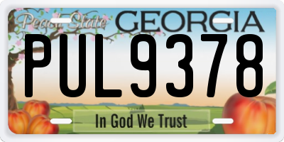 GA license plate PUL9378