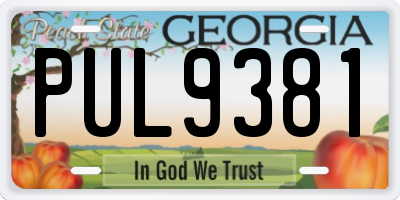 GA license plate PUL9381