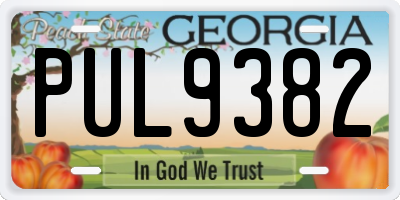 GA license plate PUL9382