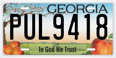 GA license plate PUL9418