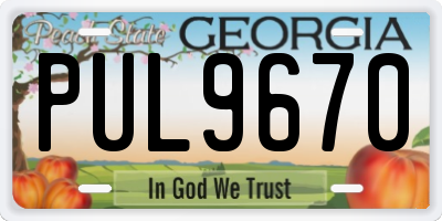 GA license plate PUL9670