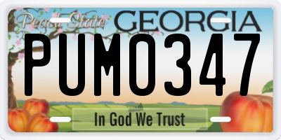 GA license plate PUM0347
