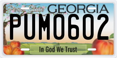 GA license plate PUM0602