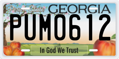 GA license plate PUM0612