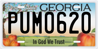 GA license plate PUM0620