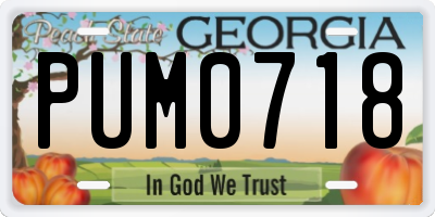 GA license plate PUM0718